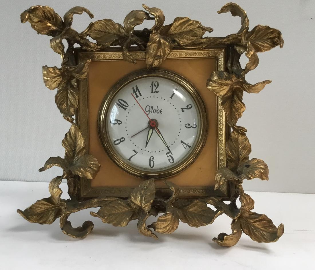 GILT METAL ELECTRIC CLOCK (1 of 2)