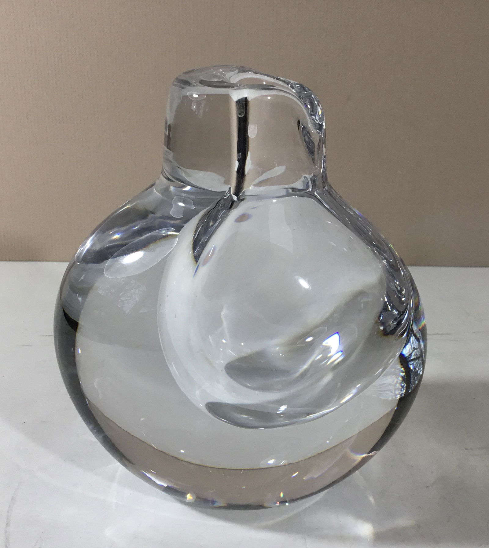 KOSTA BODA GORAN WARFF VASE DANISH: Clear glass "OPUS" Vase c.1970