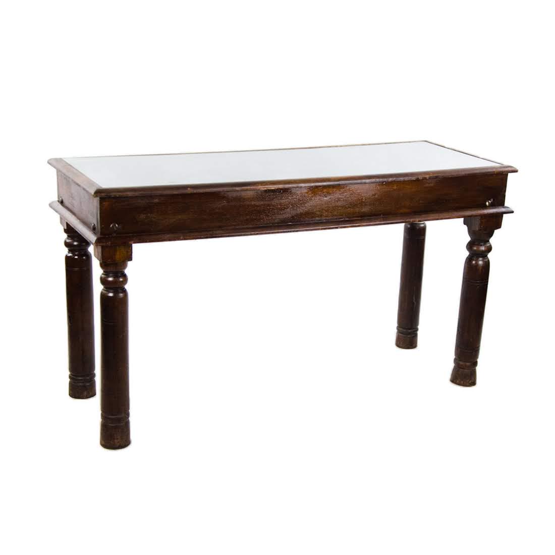 Balinese Carved Wooden Glass Top Console Table (1 of 18)