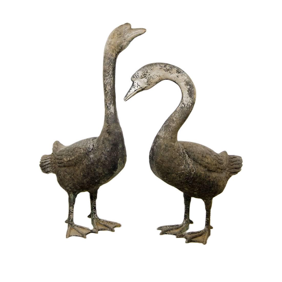 Pair of Life-Sized Cast Aluminum Goose Outdoor Statues (1 of 9)