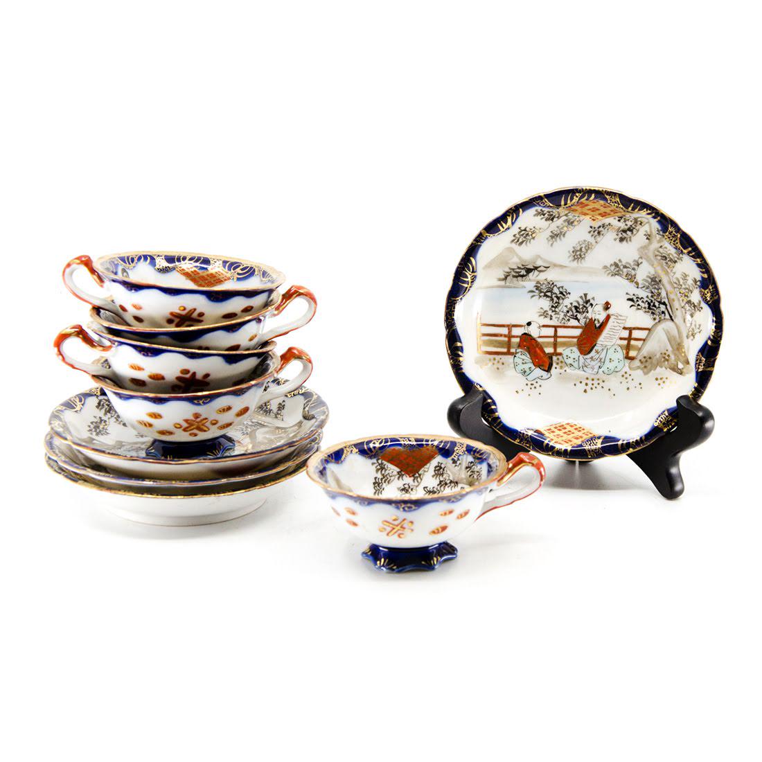 Chinese Hand-Painted Porcelain Teacup and Saucer Set (1 of 10)