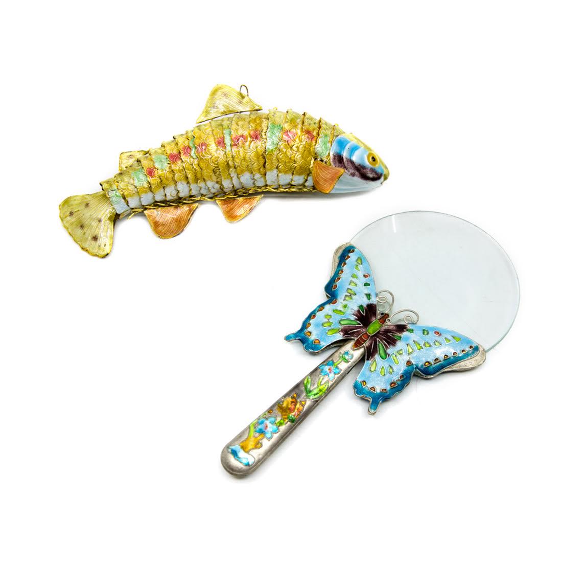 Chinese Cloisonne Articulated Koi Fish and Mirror (1 of 11)