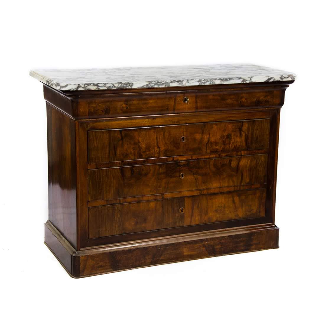 American Empire Flame Mahogany Marble Top Commode (1 of 20)