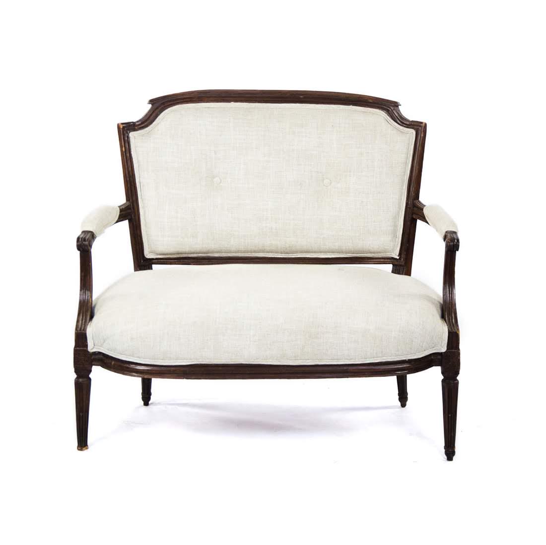 Antique French Louis XVI Style Upholstered Settee Bench (1 of 15)