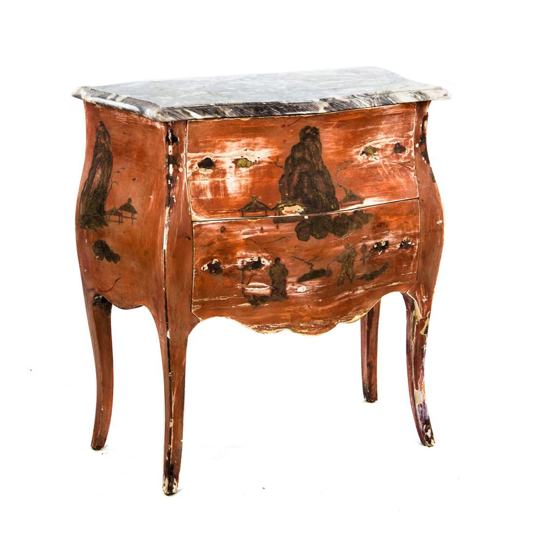 Antique French Louis XVI Style Bombe Chest Side Table (1 of 17)