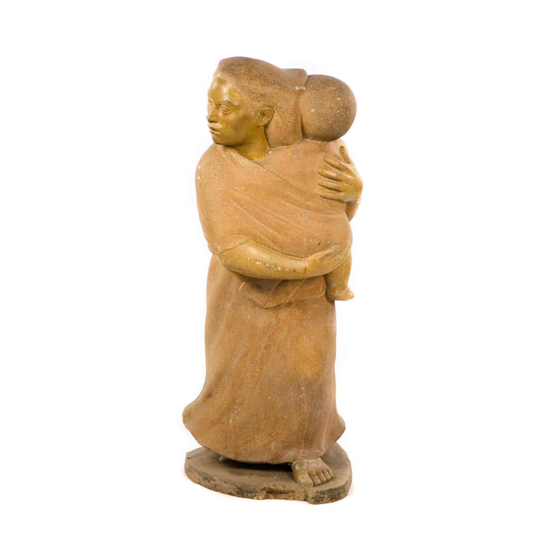 Mesoamerican Style Cast Stone Sculpture of Mother and (1 of 10)