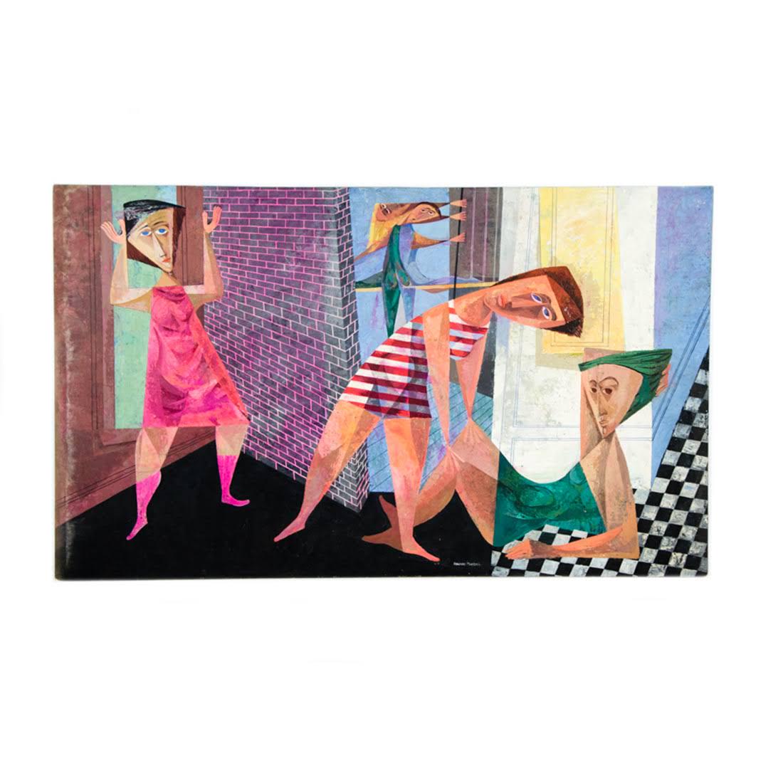 1950s Cubist Casein on Board "Ballet School" by Mandel (1 of 16)