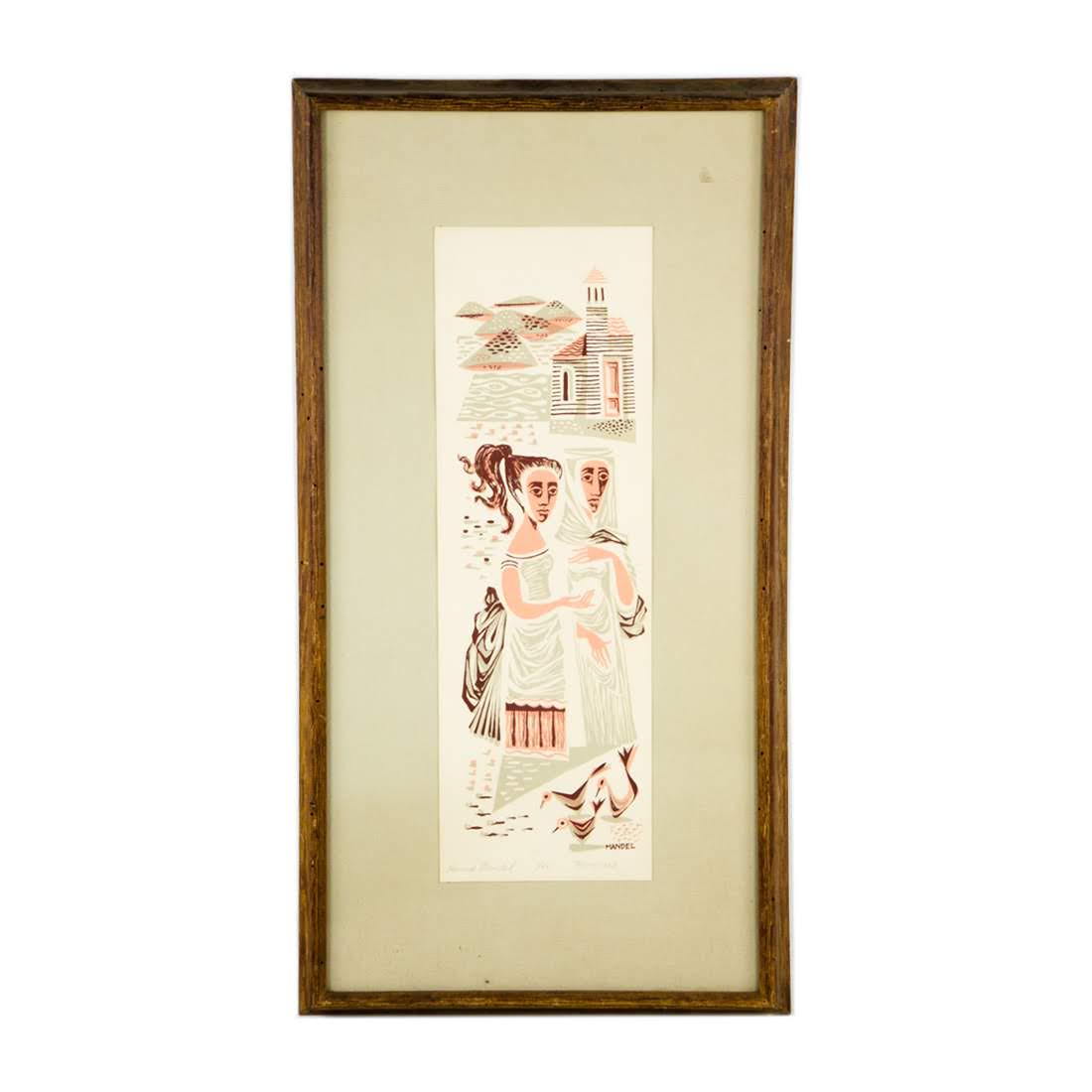 1950s Cubist Serigraph "Promenade" by Howard Mandel (1 of 13)