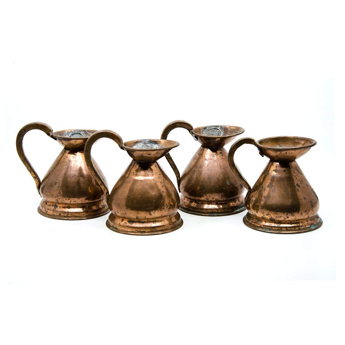 Antique Copper Navy 1 Gill Rum Pitchers - Set of 4 (1 of 11)