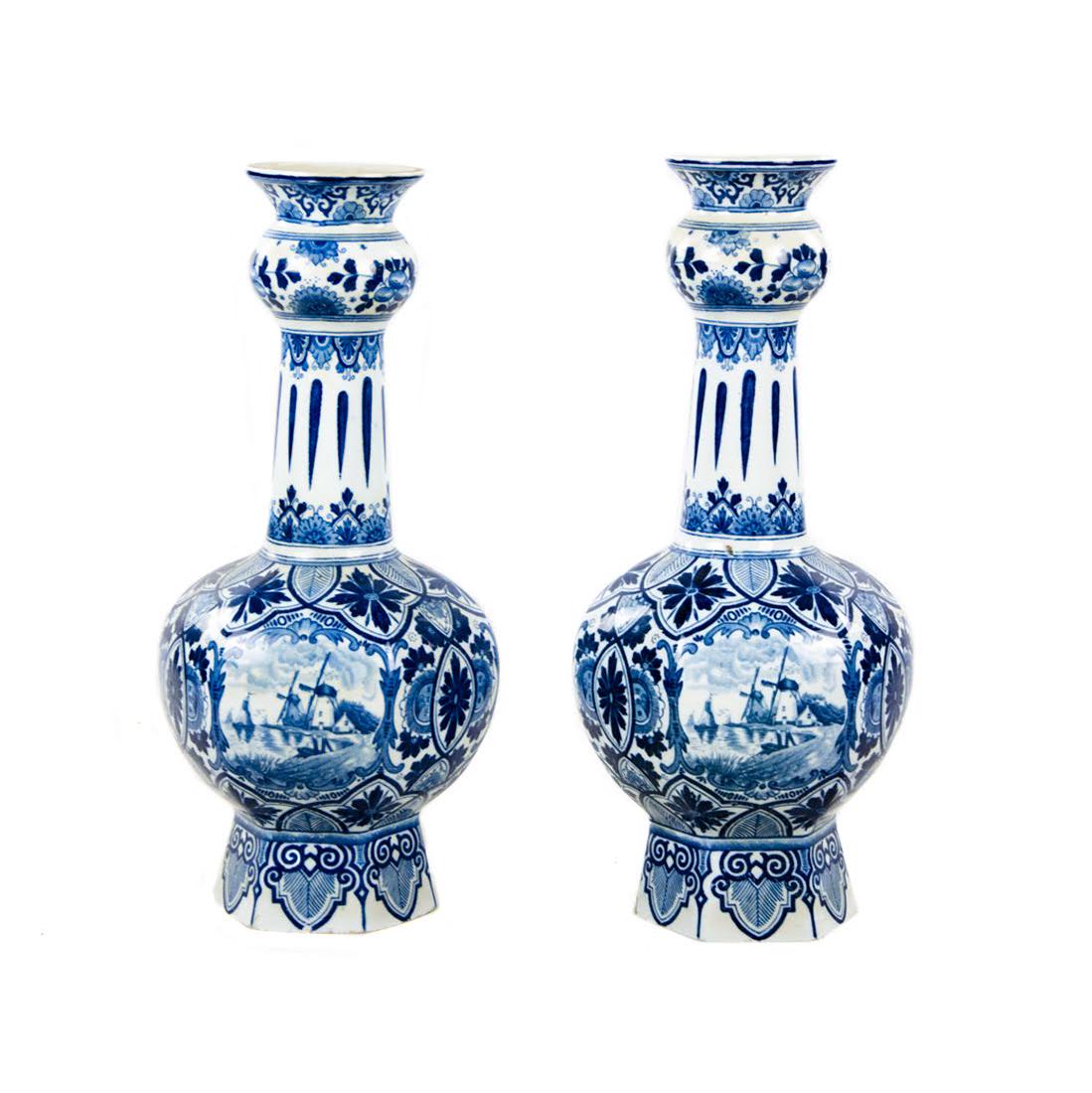 Pair of Antique Delft Hand-Painted Vases (1 of 9)