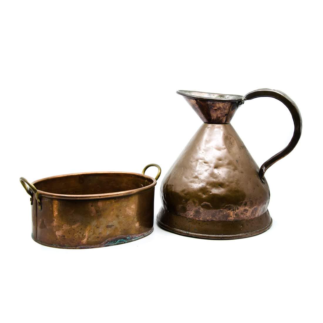 Antique Copper Navy Rum Pitcher and Double-Handled Pot (1 of 12)