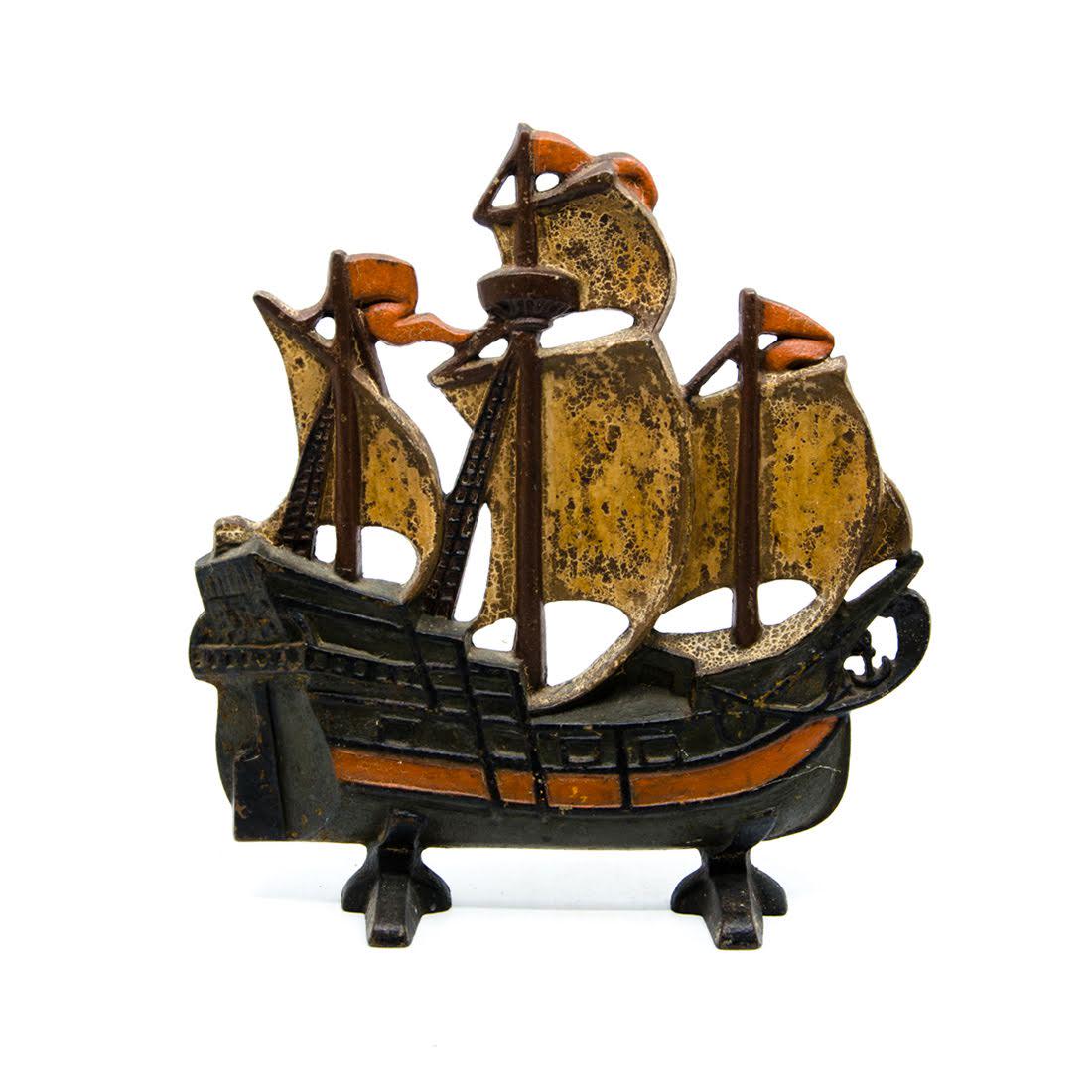 Antique Davison Cast Iron Sailing Ship Door Stopper (1 of 7)
