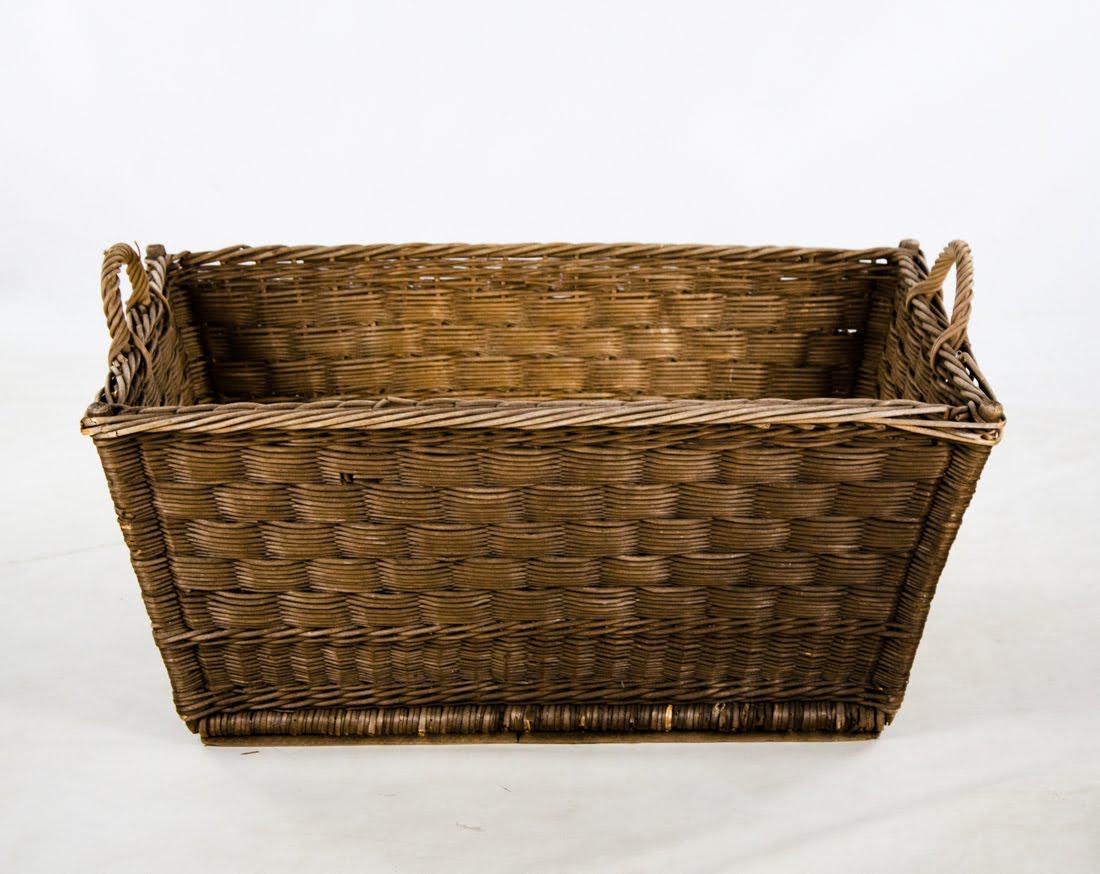 Large Antique Woven Wicker Basket (1 of 9)
