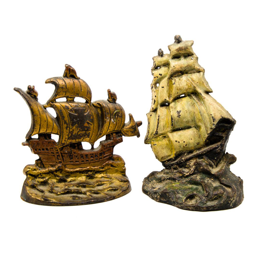 Antique Hand-Painted Cast Iron Sailing Ship Door (1 of 9)