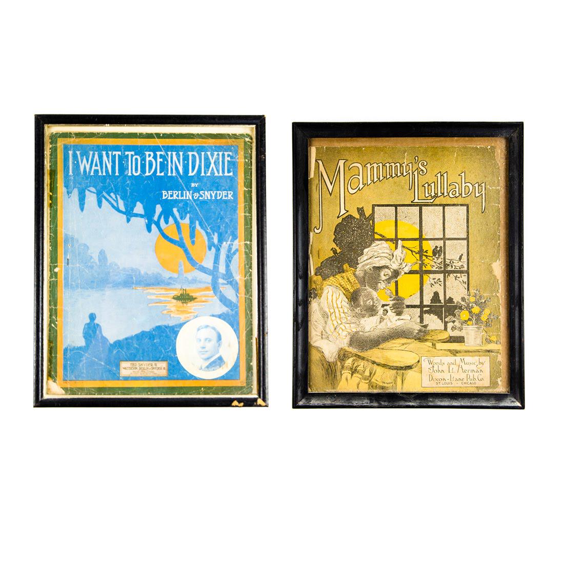 1910s - 1940s Original Film Poster & Sheet Music Cover: This lot features a poster for the 1943 film "Dixie" directed by A. Edward Sutherland starring Bing Crosby and Dorothy Lamour; and a sheet music cover for 1919 composition "Mammy's Lullaby" by John He