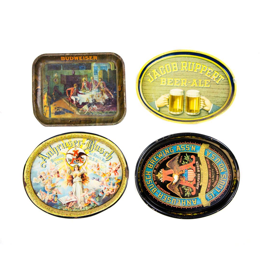 Grouping of 1930s - 1970s Metal Beer Trays (1 of 19)