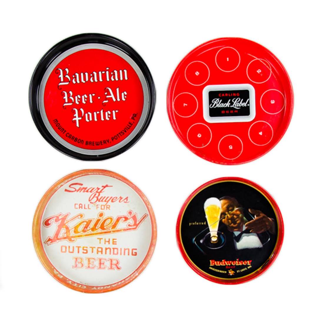 Grouping of 1940s - 1950s Metal Beer Trays (1 of 15)