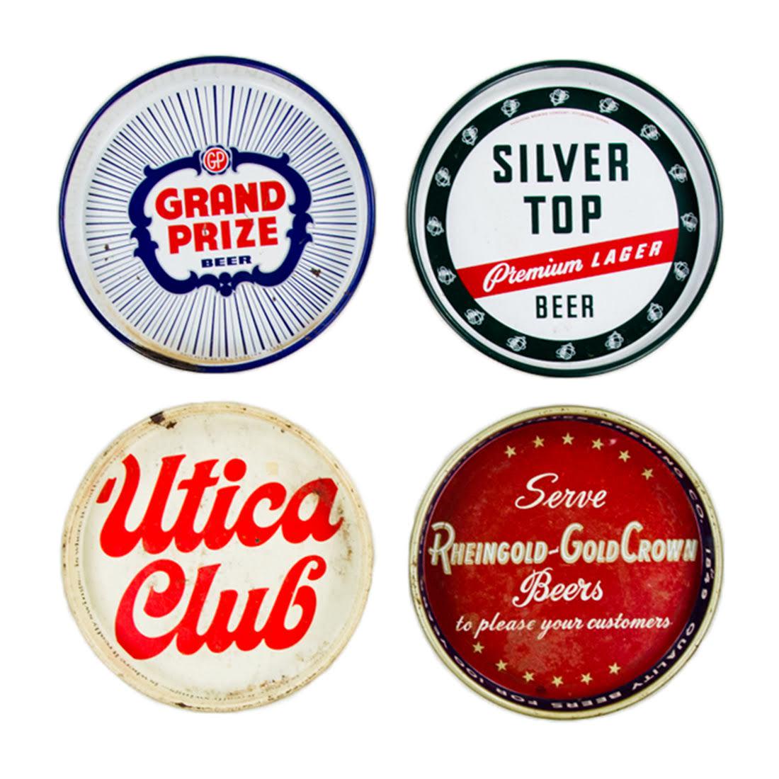 Grouping of 1940s - 1960s Metal Beer Trays (1 of 16)