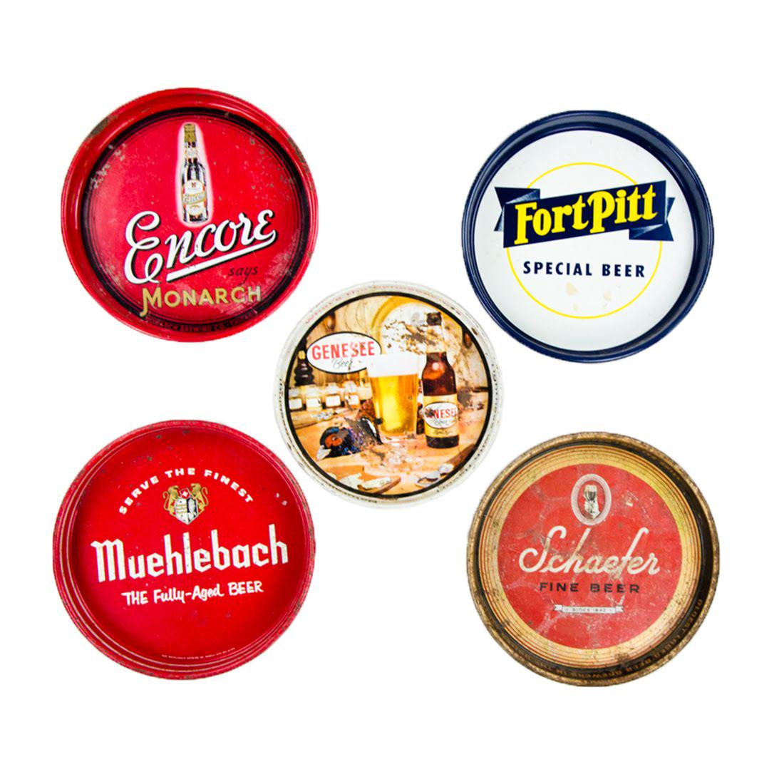 Grouping of 1930s - 1950s Metal Beer Trays (1 of 20)