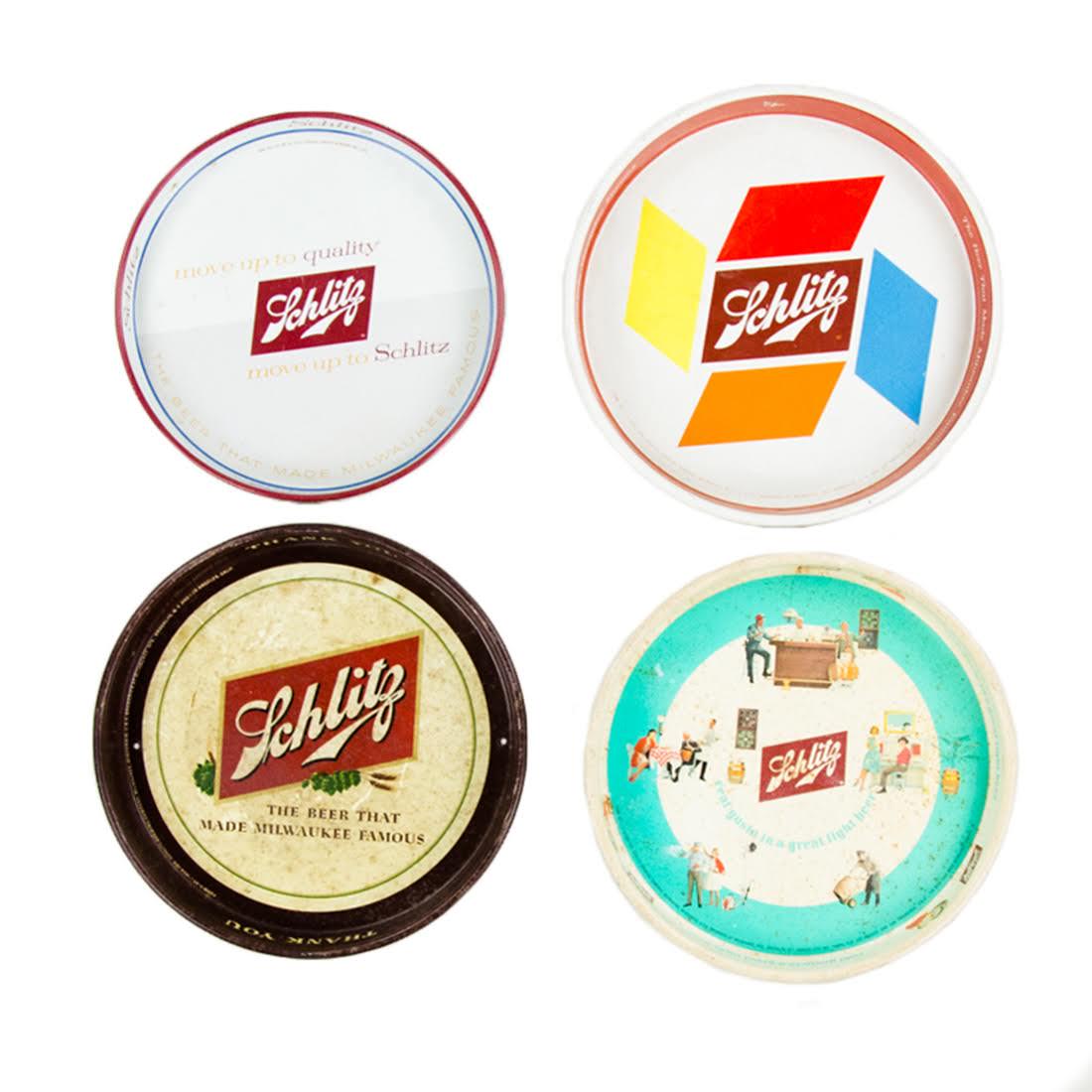 Grouping of 1950s - 1960s Schlitz Metal Beer Trays (1 of 20)