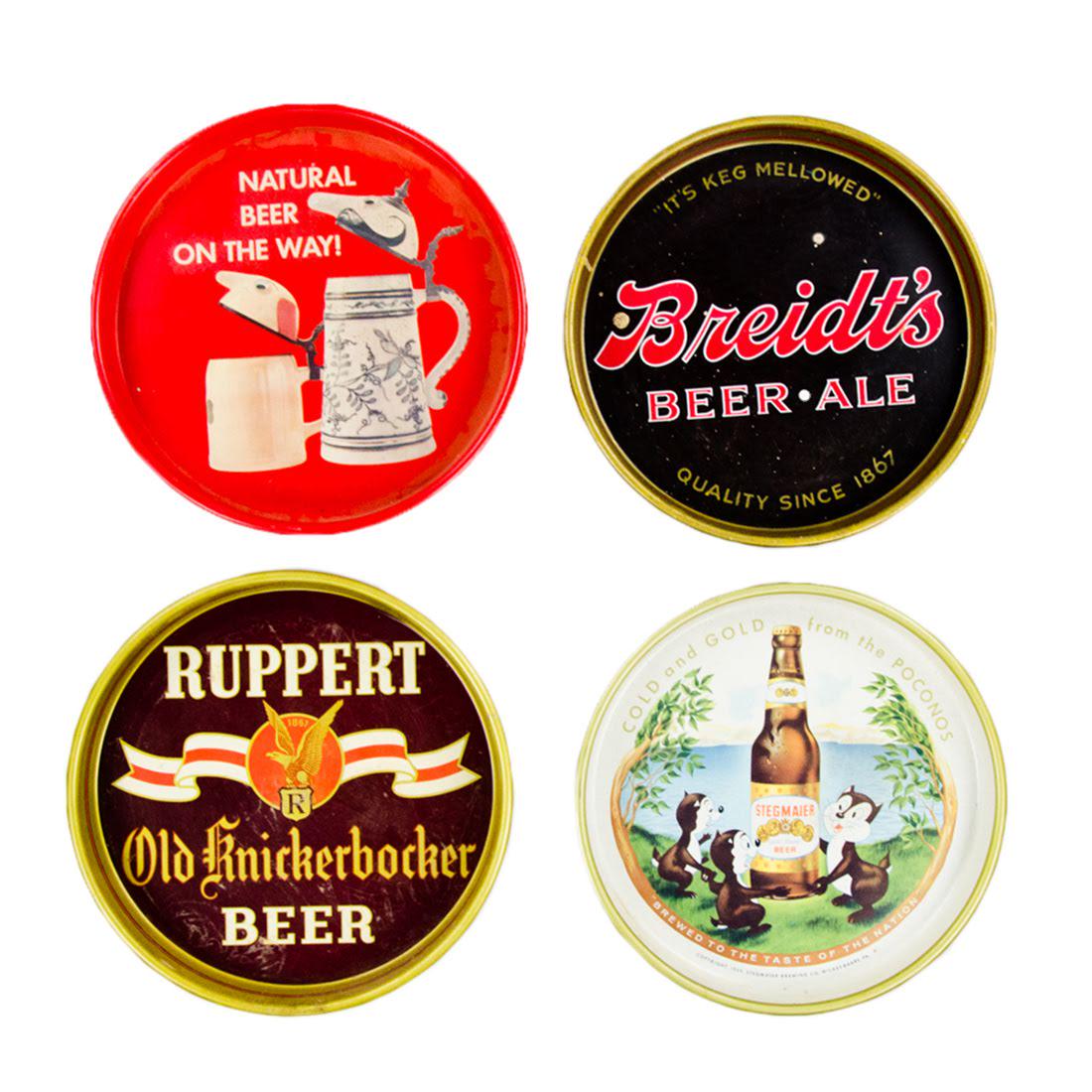 Grouping of 1940s - 1970s Metal Beer Trays (1 of 13)