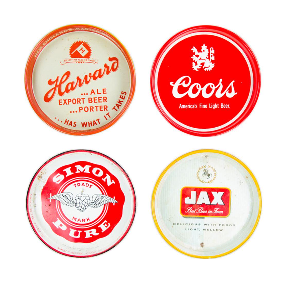 Grouping of 1940s - 1970s Metal Beer Trays (1 of 15)