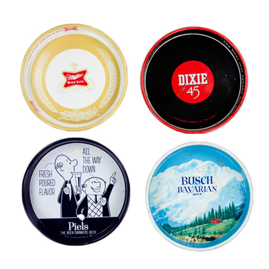 Grouping of 1950s - 1970s Metal Beer Trays (1 of 16)