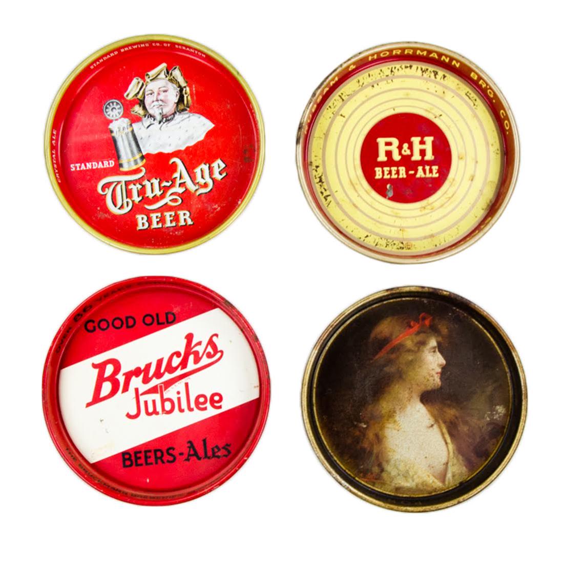 Grouping of 1930s - 1940s Metal Beer Trays (1 of 14)