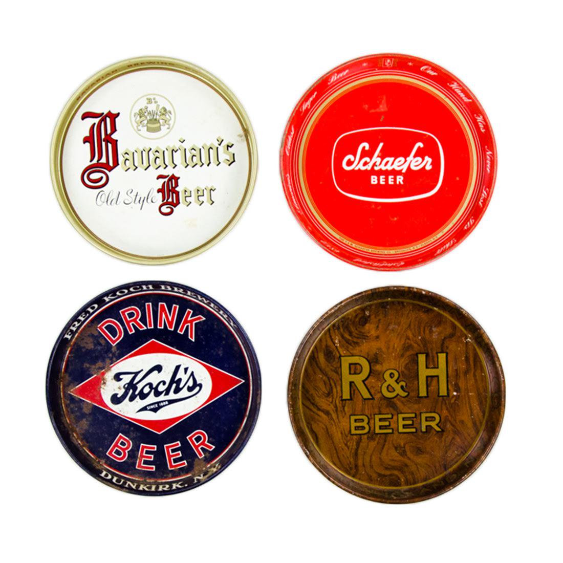 Grouping of 1930s - 1950s Metal Beer Trays (1 of 20)