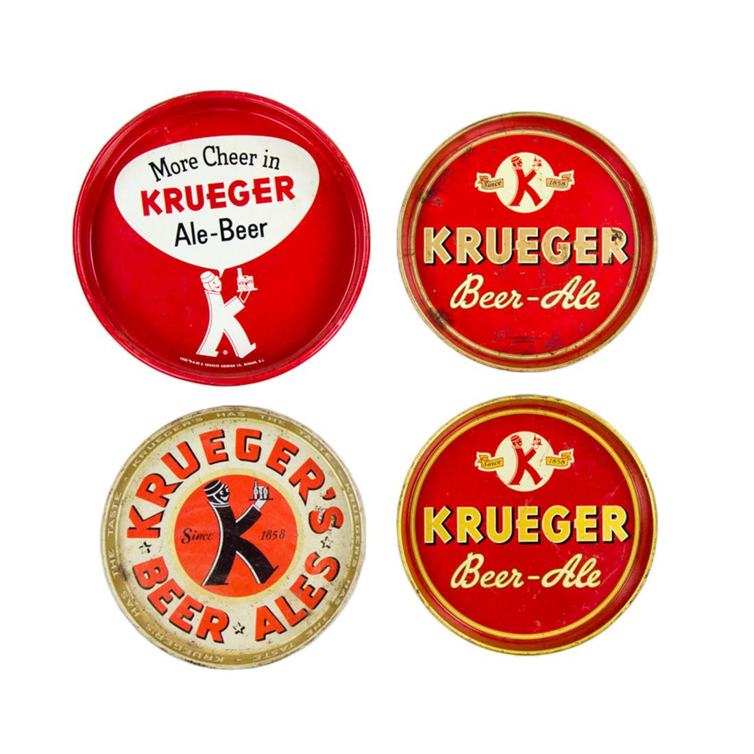 Grouping of 1930s - 1950s Krueger Metal Beer Trays (1 of 19)