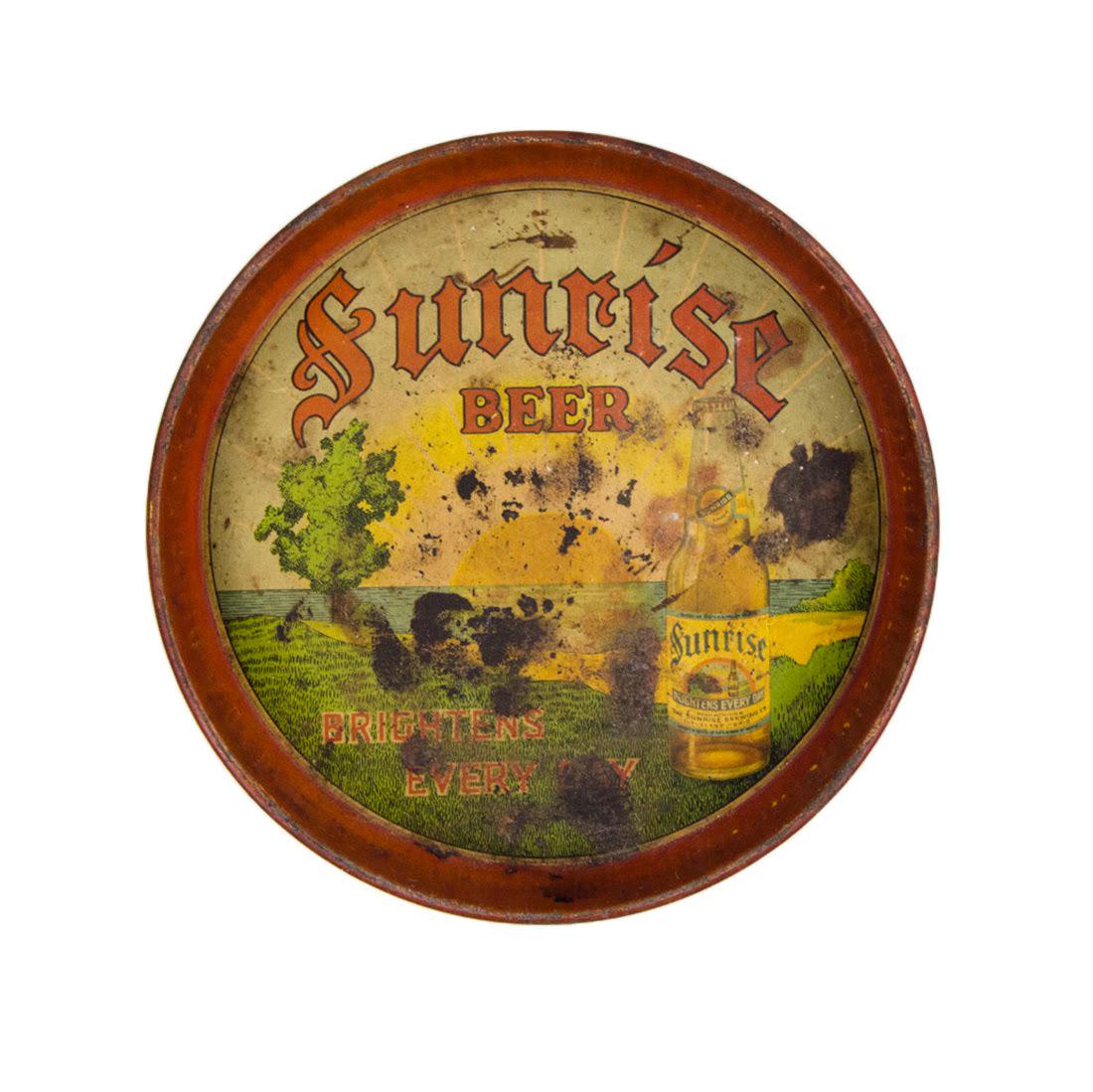 1930s Sunrise "Brightens Every Day" Metal Beer Tray (1 of 8)