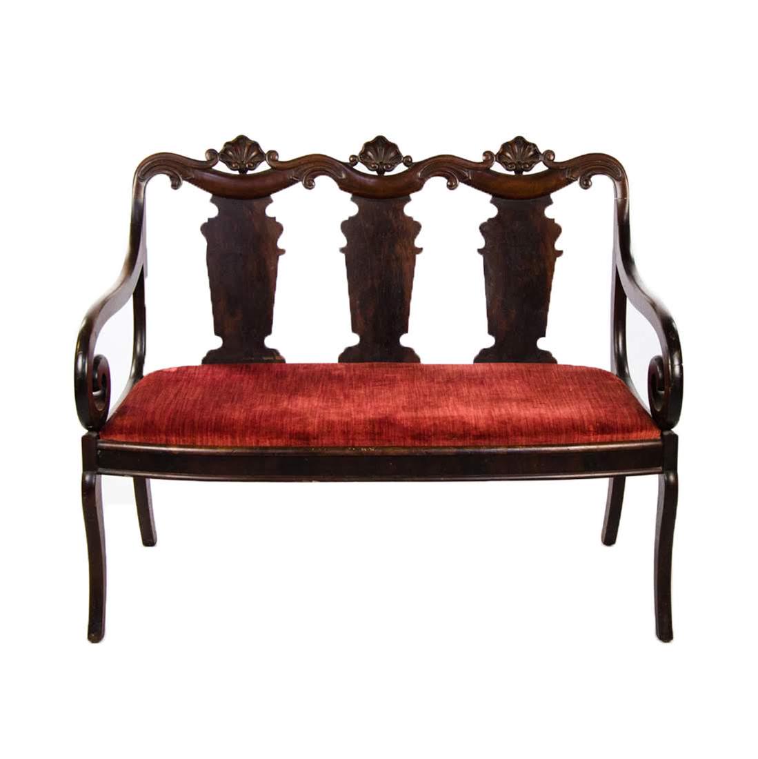 19th C. Empire Transitional Mahogany Settee (1 of 11)
