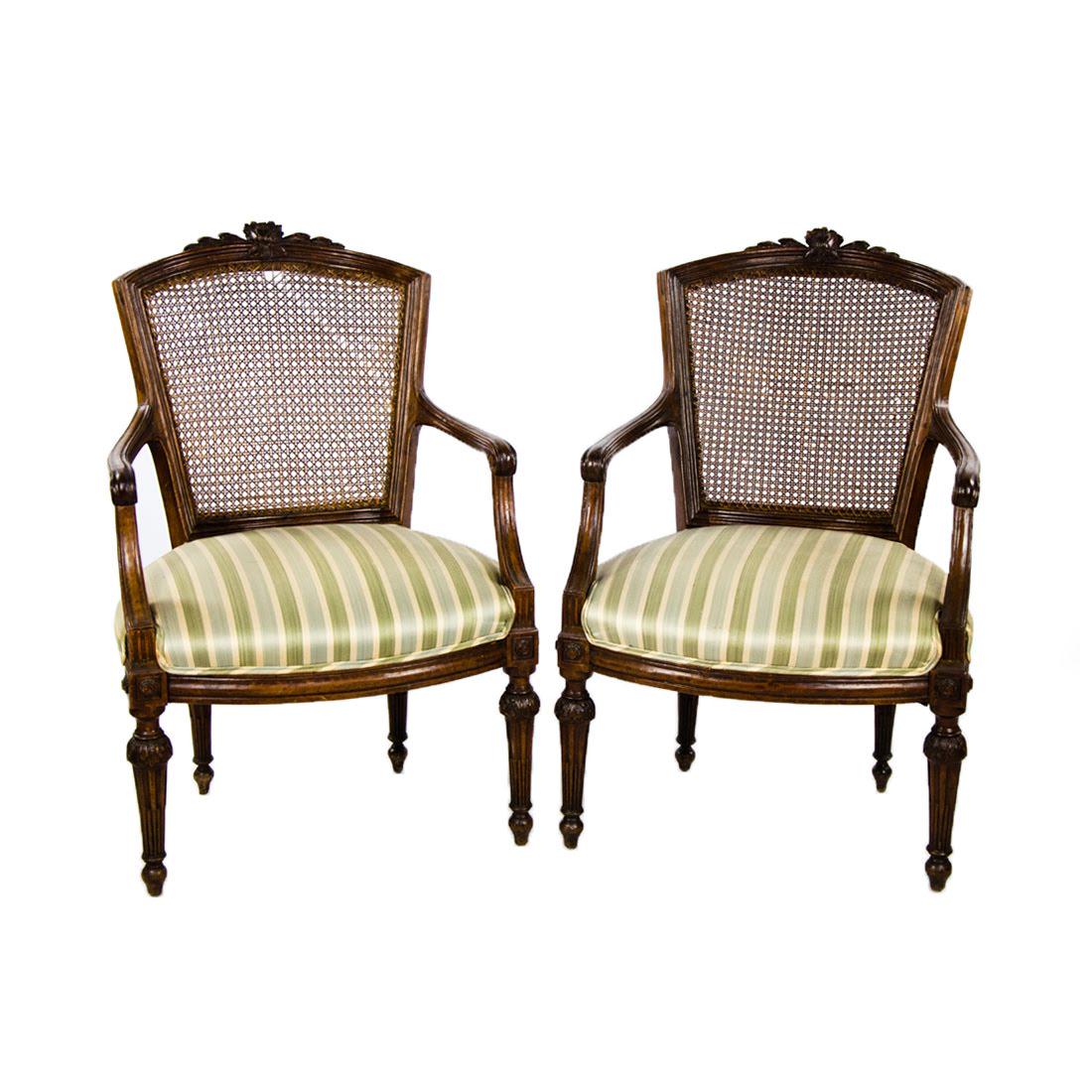 Early 19th C. Louis XV Style Walnut Armchairs (1 of 19)