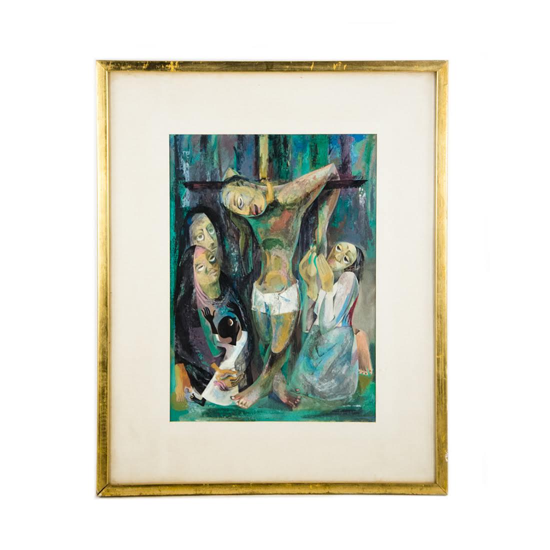 1970 Cubist Casein on Board "Family Group..." by Mandel (1 of 15)