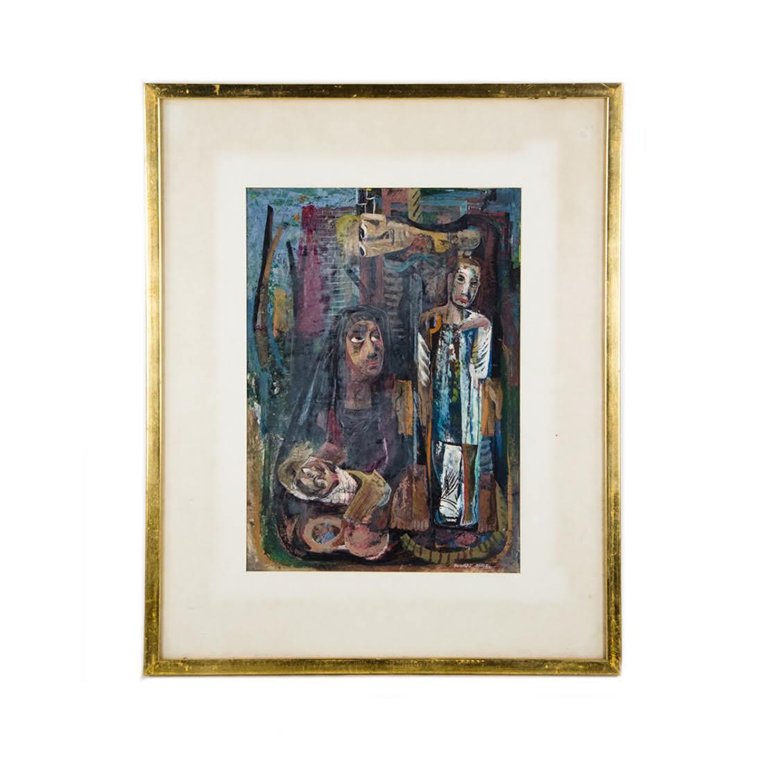 Cubist Casein on Board "In Search" by Howard Mandel (1 of 15)