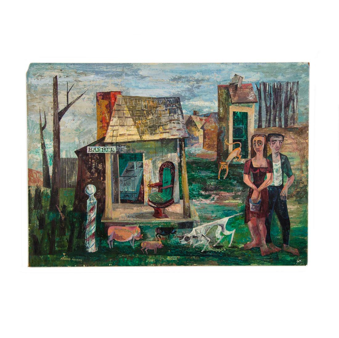 Cubist Casein on Board "Turpentine Landscape" by Mandel (1 of 14)