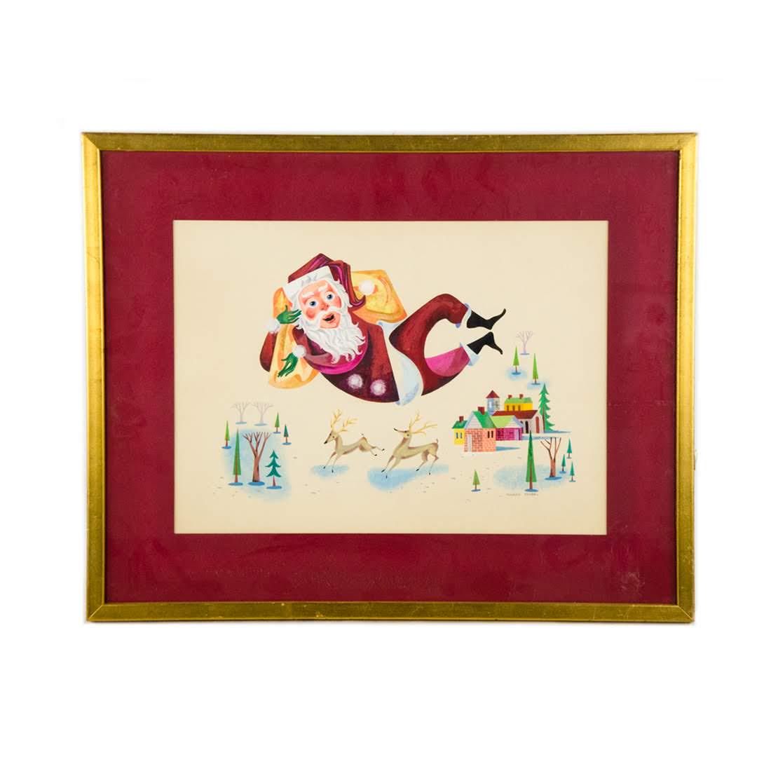 Cubist Serigraph "Jet Propelled Santa" by Mandel (1 of 12)