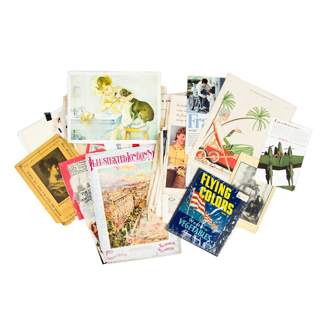 Grouping of Vintage Advertisements: A grouping of product advertisements salvaged from vintage magazines. This lot includes advertisements for Coca-Cola, Williams' shaving cream, Royal electric cleaner, Carnation milk, and more. Dimensi