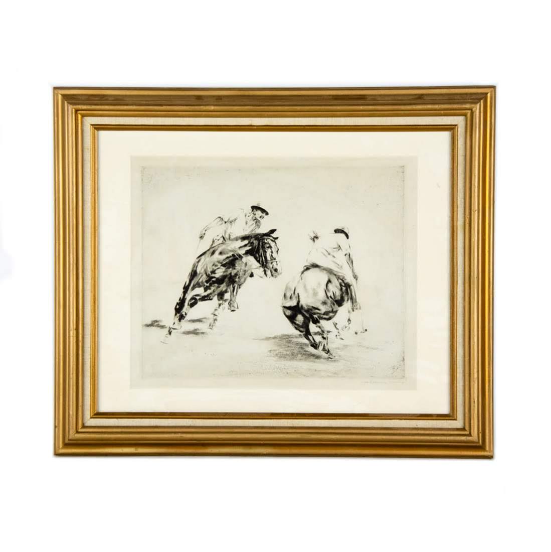 Etching on Paper of Polo Players Kathe (1 of 9)