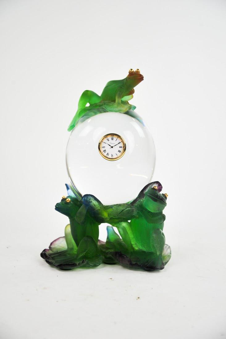 Daum Nancy PÃ¢te de Verre Frog Clock (1 of 8)