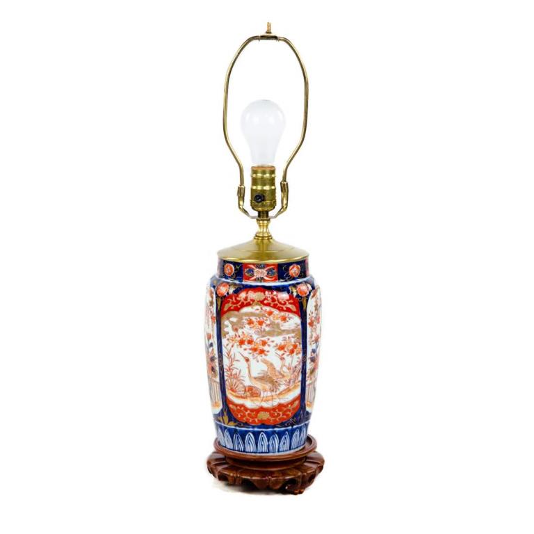 Antique Imari Hand-Painted Porcelain Lamp (1 of 13)