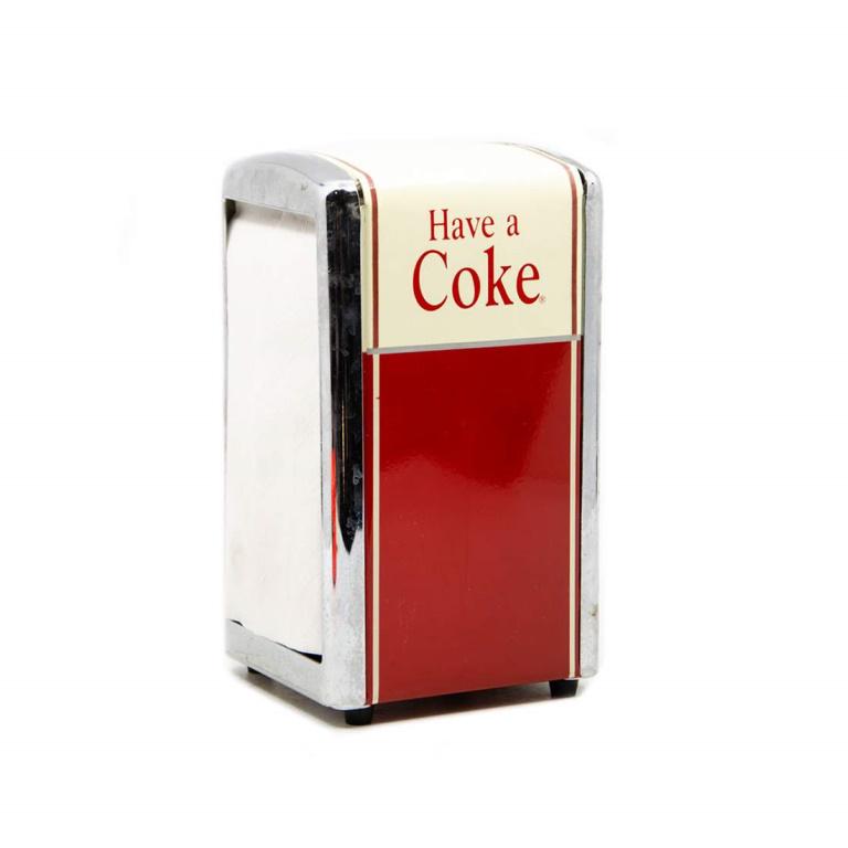 Coca-Cola Napkin Holder: A Coca-Cola "Have a Coke" napkin holder in excellent condition. 7" x 4" x 4"