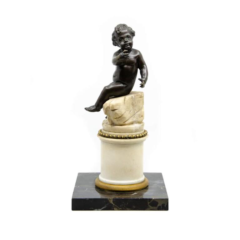 19th C. Bronze and Marble Cherub Sculpture (1 of 8)