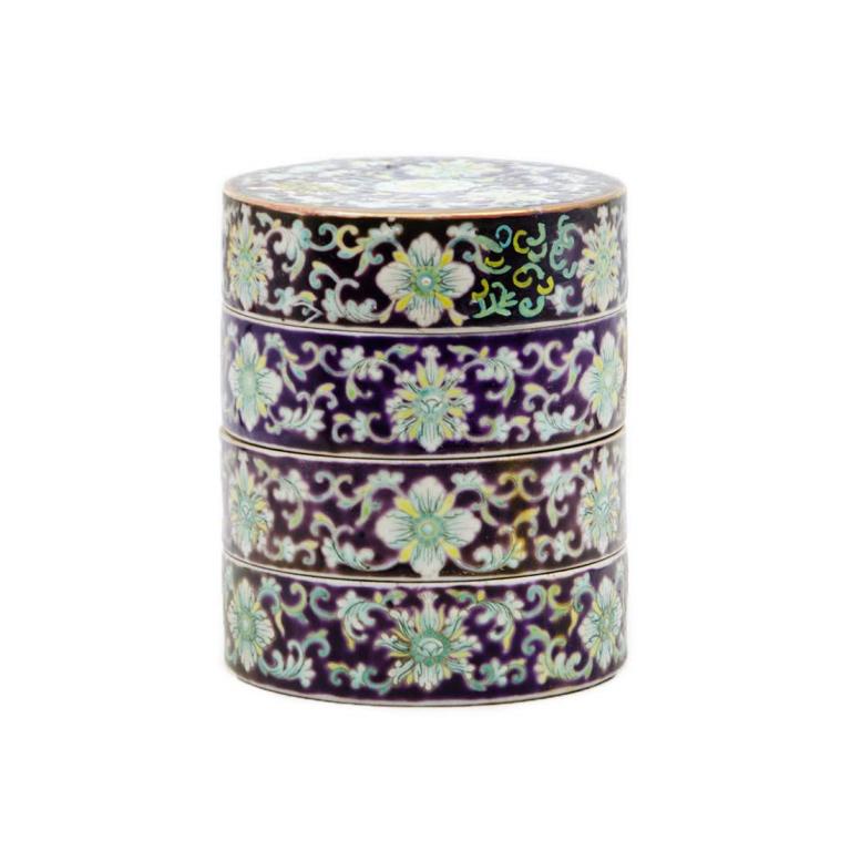 19th C. Chinese 4-Layer Nesting Porcelain Stacking Box (1 of 4)