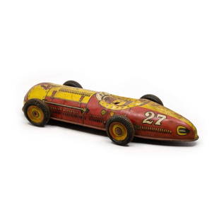 1948 Marx Champ Wind Up Grand National #27 Toy: A 1948 Marx Champ Grand National 500 #27 wind up indy race car in good, used condition. Dimensions: 2" x 12" x 4.5"