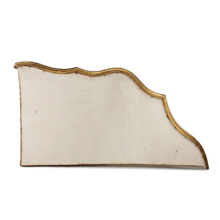 Antique Rococo Bed Canopy Frame: Antique Rococo style bed canopy frame. Made with gilt wood and canvas. Hooks for drapery intact. Measures 7" x 77" x 39".