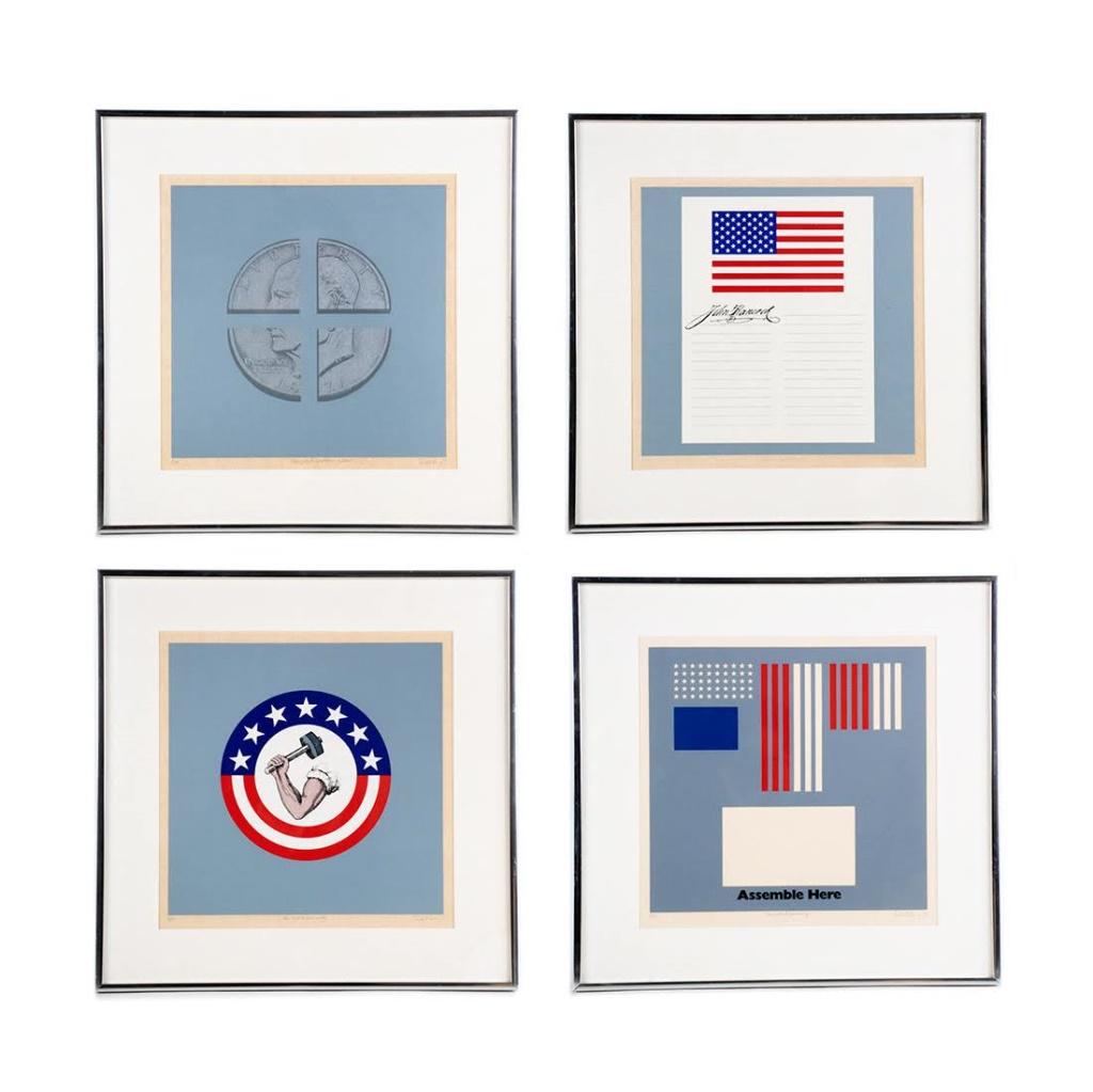 Group of 4 Modern Pop Art Serigraphs by Paul. M. Levy: Group of four framed Modern Pop Art serigraphs by Paul M. Levy. Titled - "The Right of Quartering Soldiers", "The Right of Petition", "The Right to Bear Arms", "The Right of Assembly", numbered, dated
