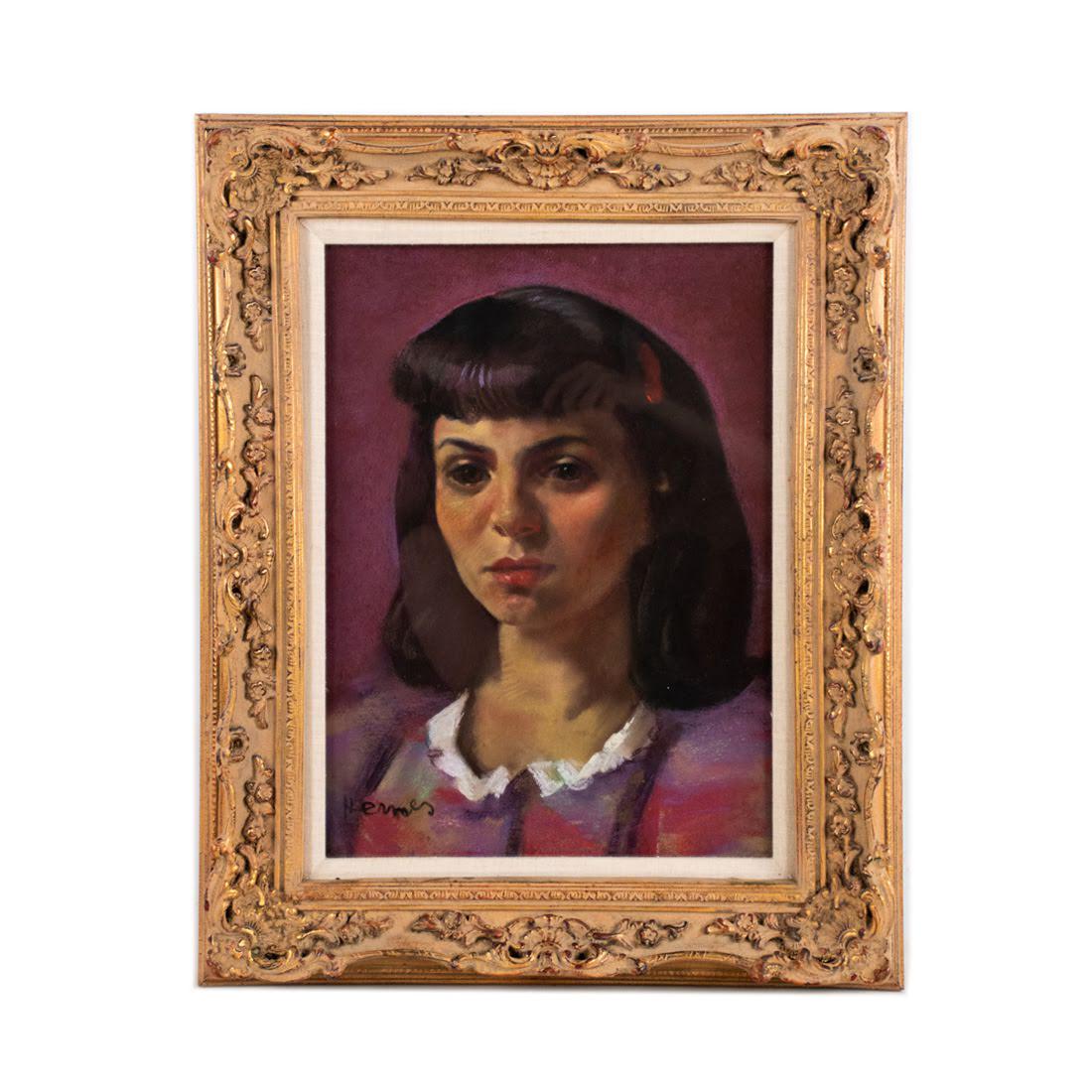 R. Allen Hermes Gouache Woman's Portrait (1 of 10)