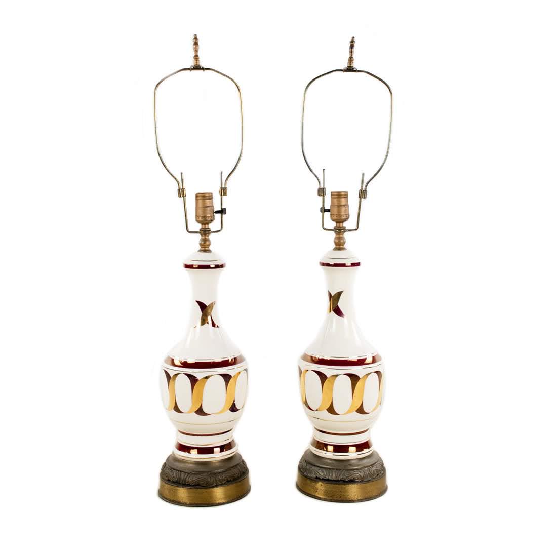 Mid-Century Modern Red and Gold Italian Lamps - Pair (1 of 12)