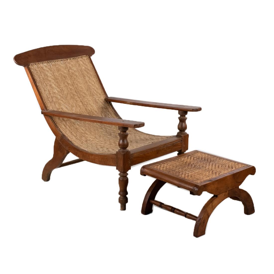 Antique Dutch Colonial Plantation Recliner / Ottoman (1 of 16)